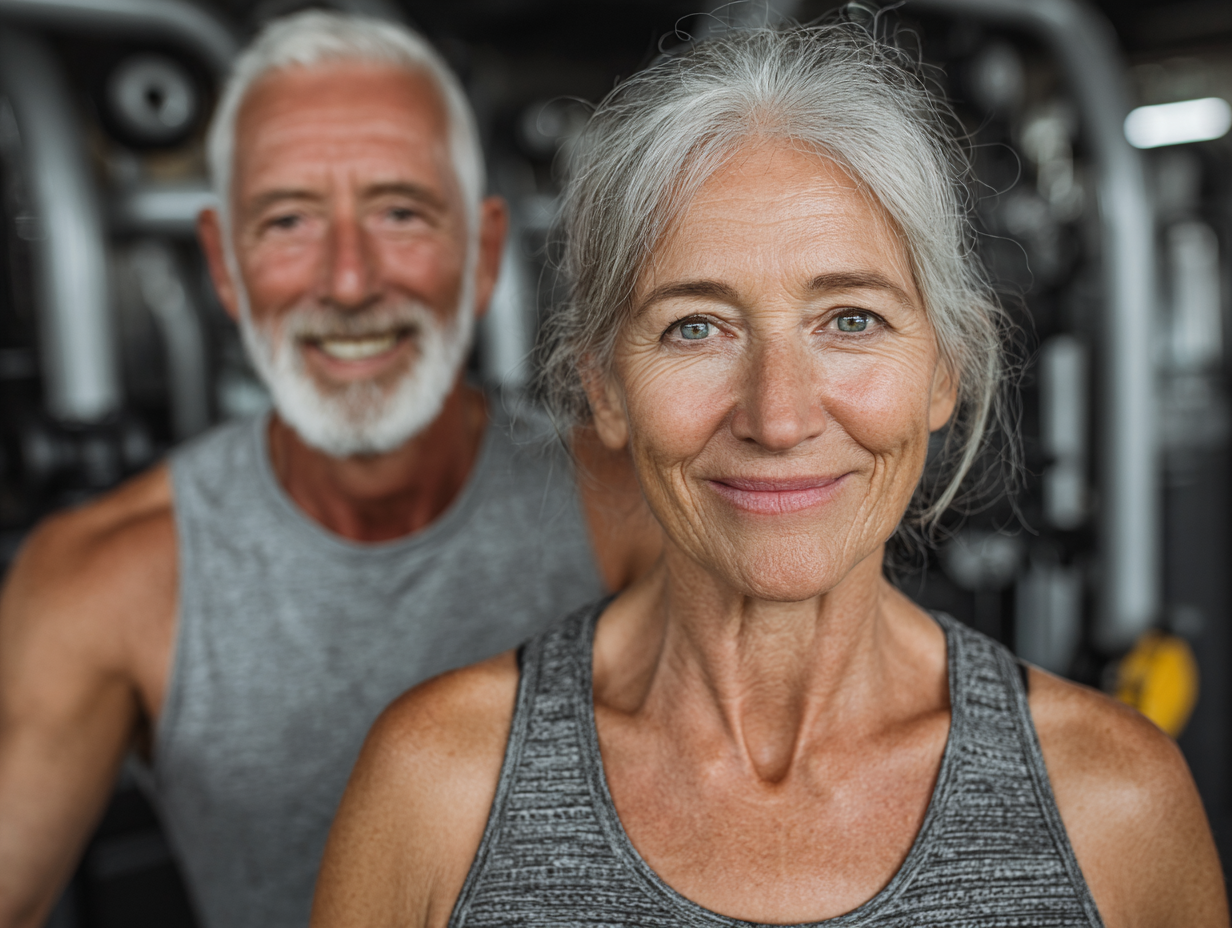 Активні літні люди під час тренування